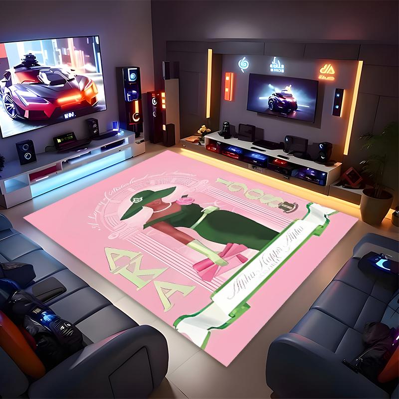 1pc AKA Logo9 Print Area Rug - Soft, Washable Non-Slip Indoor Mat for Office Chairs, Living Room, Home Office Decorative Rug