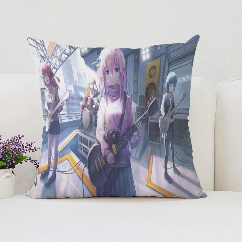 40x40cm B-Bocchi the Rock  Reversible Printed Pillow Covers Sofa Cushion Covers Chair Lumbar Cushion Bed Sleeping Pillow