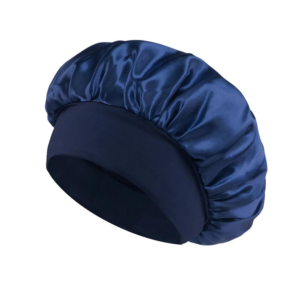 High Elastic Satin Solid Sleeping Hat 1Pcs Hair Care Bonnet Nightcap Multi-color Reusable Women Home Sleeping Cap Accessories