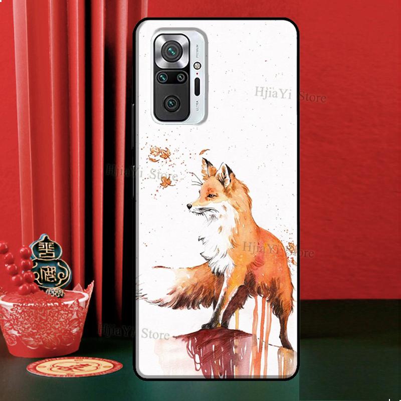 Watercolor Painting The Fox Case For Xiaomi Redmi Note 12 Pro 11 9 8 10 Pro 9S 10S 11S 12S Redmi 12C 9C 10A 10C Cover