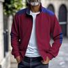 Men's Vintage Corduroy Casual Jacket - Stand Collar Zippered Colorblock Loose-Fit Baseball Jacket
