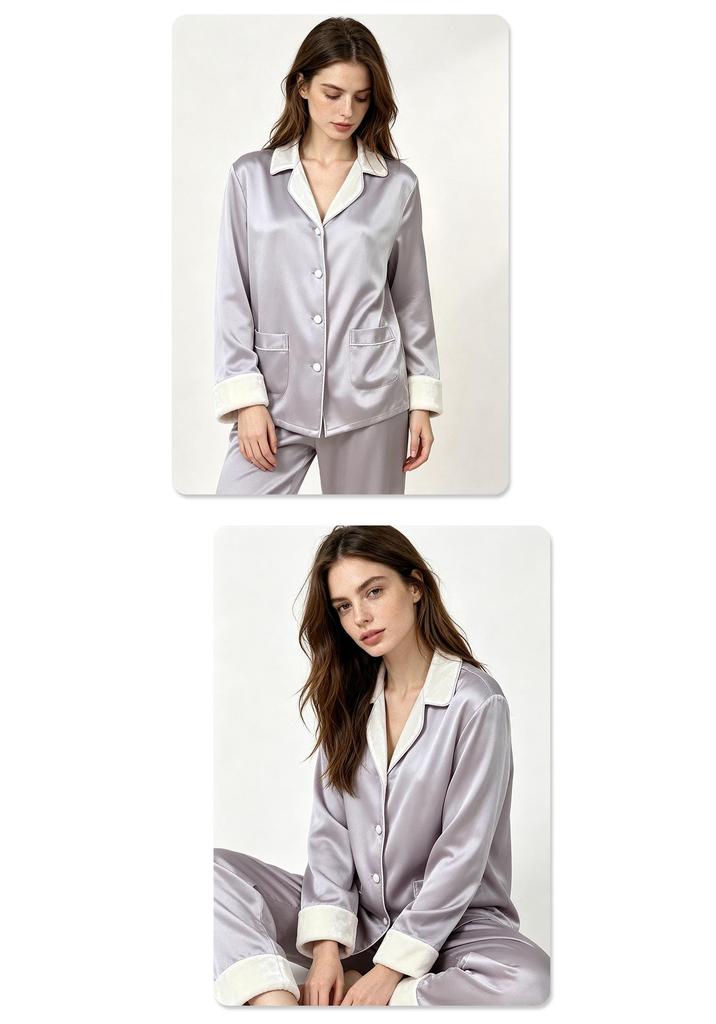 2026 Autumn/Winter Women's Heavyweight Silk Velvet Pajama Set - 100% Mulberry Silk, Long Sleeve & Pants.