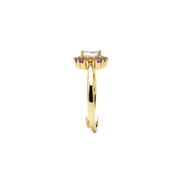 Bague - LUXENTER - Mezay - Argent sterling 925 - Zircone multicolore - Or jaune 18 carats