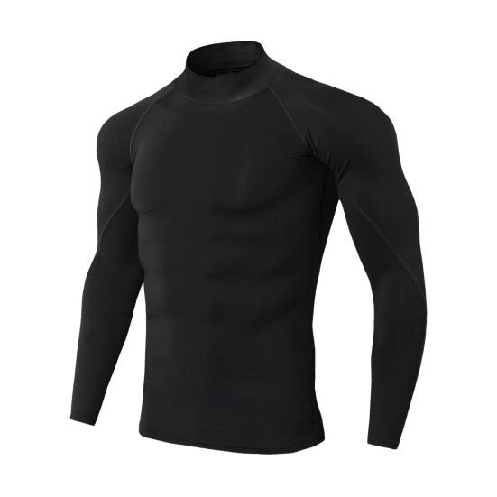 

Мужской спортивный топ 3D Slim Fit с высокой эластичностью и воротником-стойкой, быстросохнущий, с длинными рукавами, облегающий, компрессионный, для коррекции фигуры, для бега, баскетбола, спортзала M