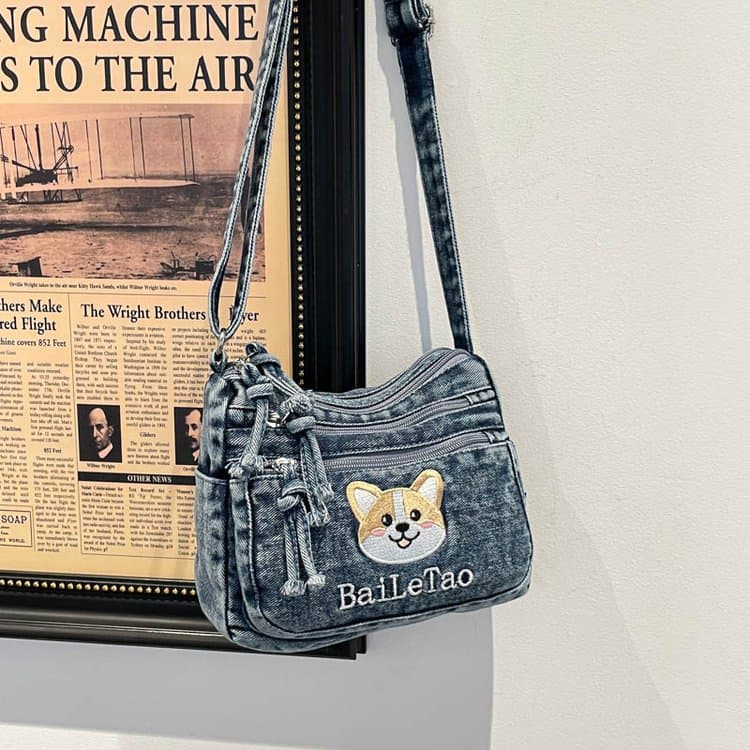 

Vintage washed denim crossbody bag shoulder bag