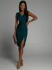 Abito Midi da Donna Scollo a V Senza Maniche Bodycon Vita Alta Elegante Spacco Laterale Vestito da Cocktail