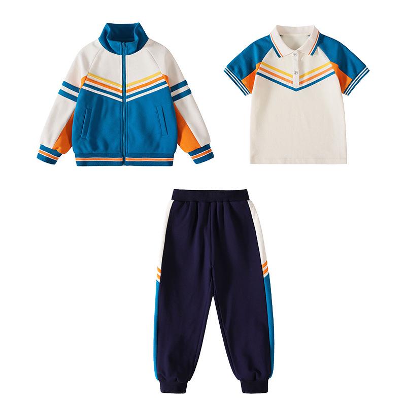 First-Grade Spring & Autumn School Uniform Set: Kindergarten Sportswear, Three-Piece