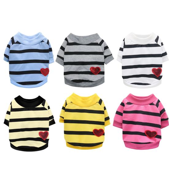 Pet Vest Stripe Pattern Dress-Up Breathable Pullover Type Comfy Dog Clothes for Home Wear