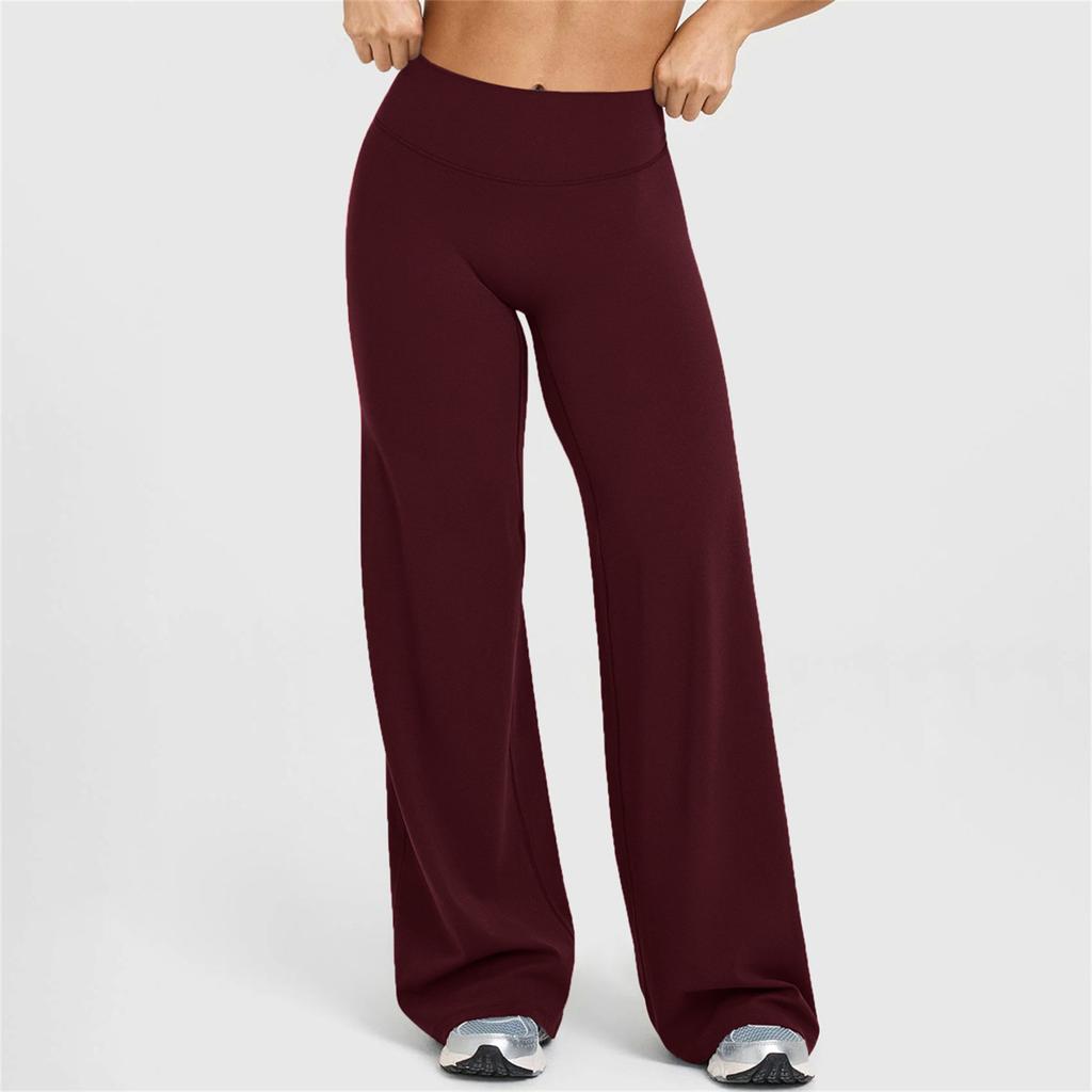 Women's High-Waist Flare Loose-Fit Straight Yoga Pants For Outdoor Sports
