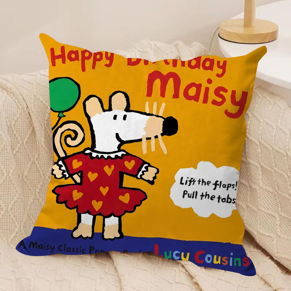 Cute B-Bobo The M-Mouse Cushion Cover Short Plush Double-Sided Print Square Throw Pillow Covers Sofa Home Cushion Decor