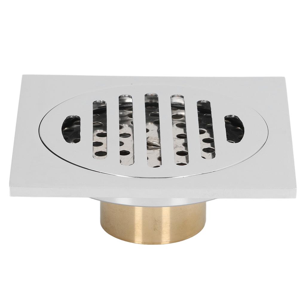 Shower Floor Drain Stainless Steel Copper Electroplated Round Lid Large Discharge Draining Part for