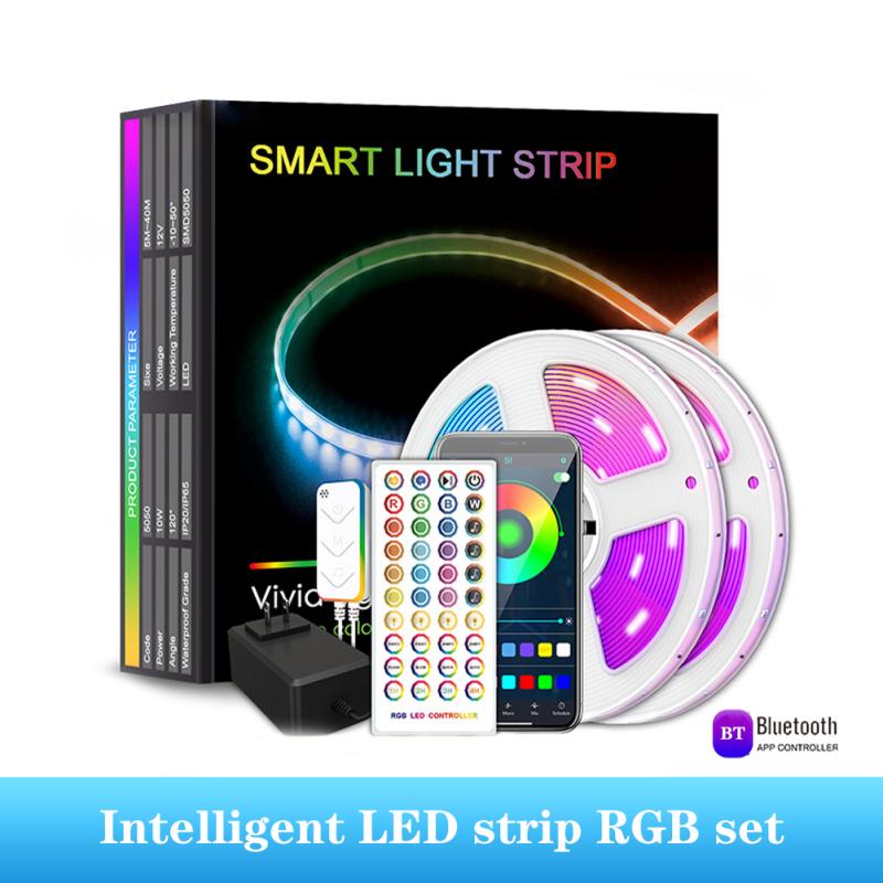 

Умные светодиодные ленты, 16-футовый светодиодный светильник с пультом дистанционного управления, управление через приложение для смартфона, смена цветов 5050 RGB