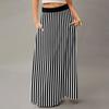 Women's Casual Leisure Foldable Striped Plaid Print High Waist With Pocket Draped  Relaxed Long Maxi Skirt