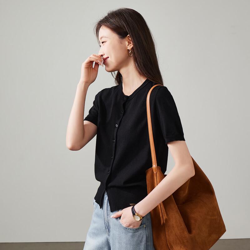 SOFSIL Women s Round Neck Short Sleeve Knit Top L