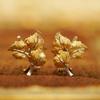 Two-Tone Gold Italian Filigree Grape Leaf Earrings 