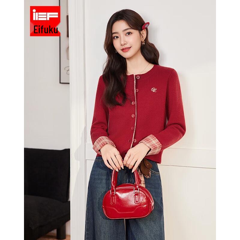 

IEF French Style Plaid Knit Top One Size