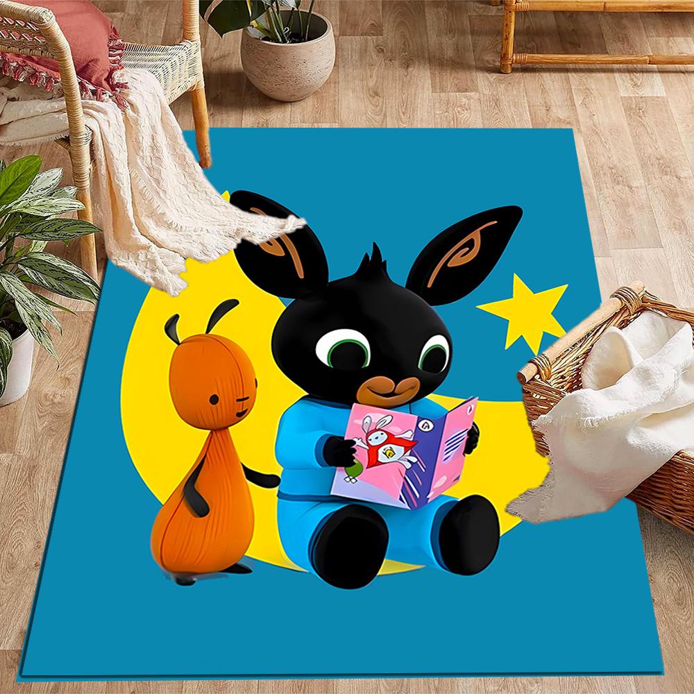 Bing Bunny And Friends Themed Anti-Slip Rugs - Polyester Home Decor, Suitable for Bedrooms, Living Rooms, Doorways, Studios, and Decorations
