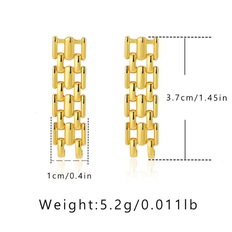 Gold Plated Watch Chain Link Drop Earrings