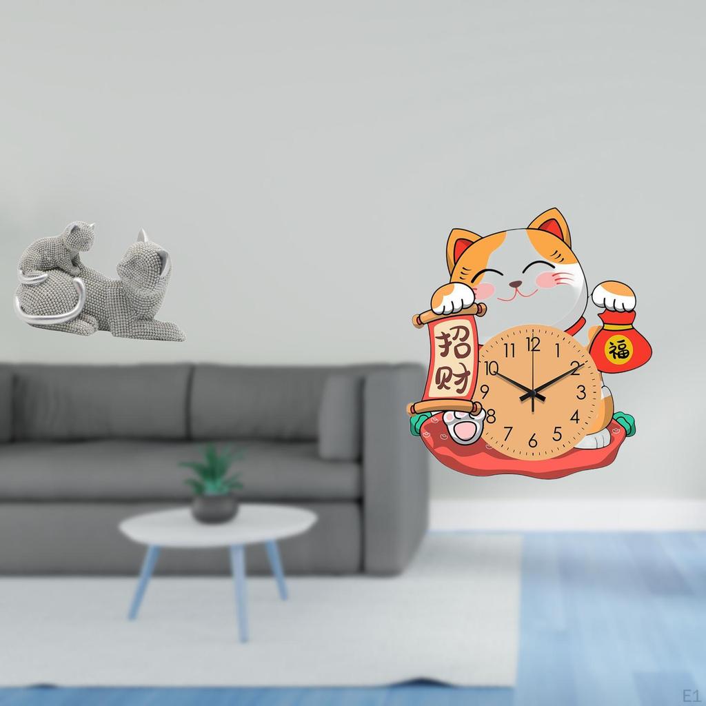 Cat Sculpture Tabletop Ornament Art Crafts Decorative Figurine Animal Statue Wall Clock Non Ticking
