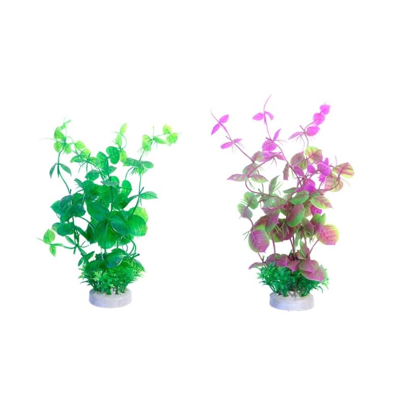 4PCS Realistic Plant Fishtanks Decoration Artificial Green Plant with Base for Home Use Aquariums Landscaping Accessories