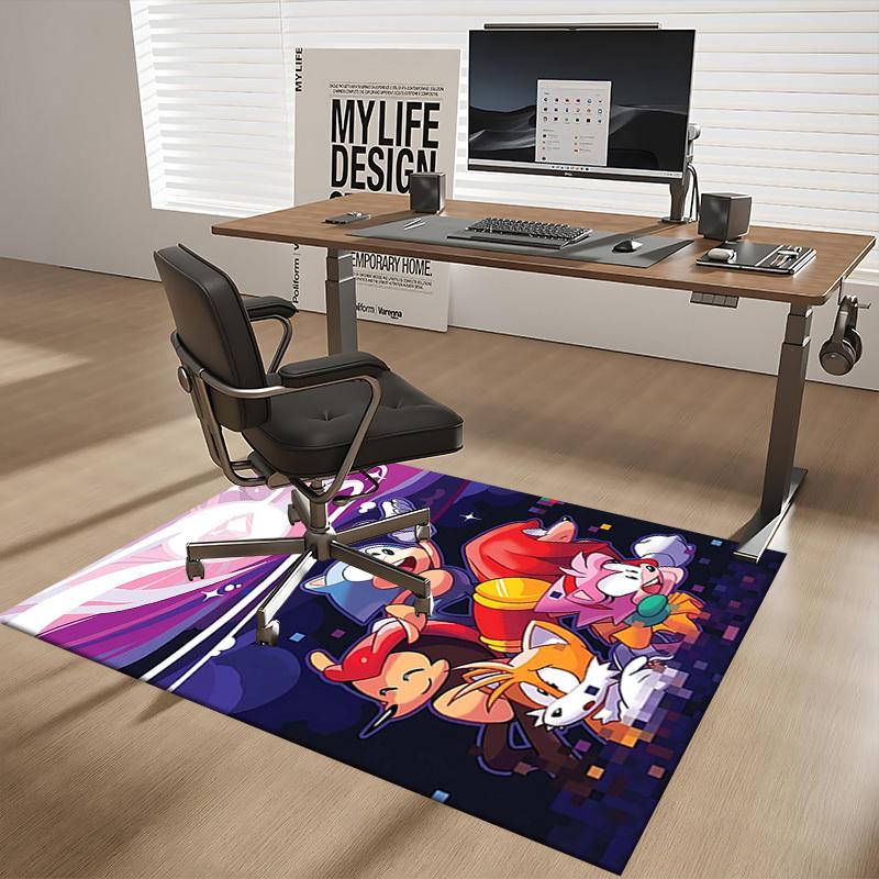 1pc Sonic the Hedgehog & Friends Chair Mat - Anime Cartoon Design, Non-Slip Carpet for Office and Home Decor, Suitable for All Seasons.O085