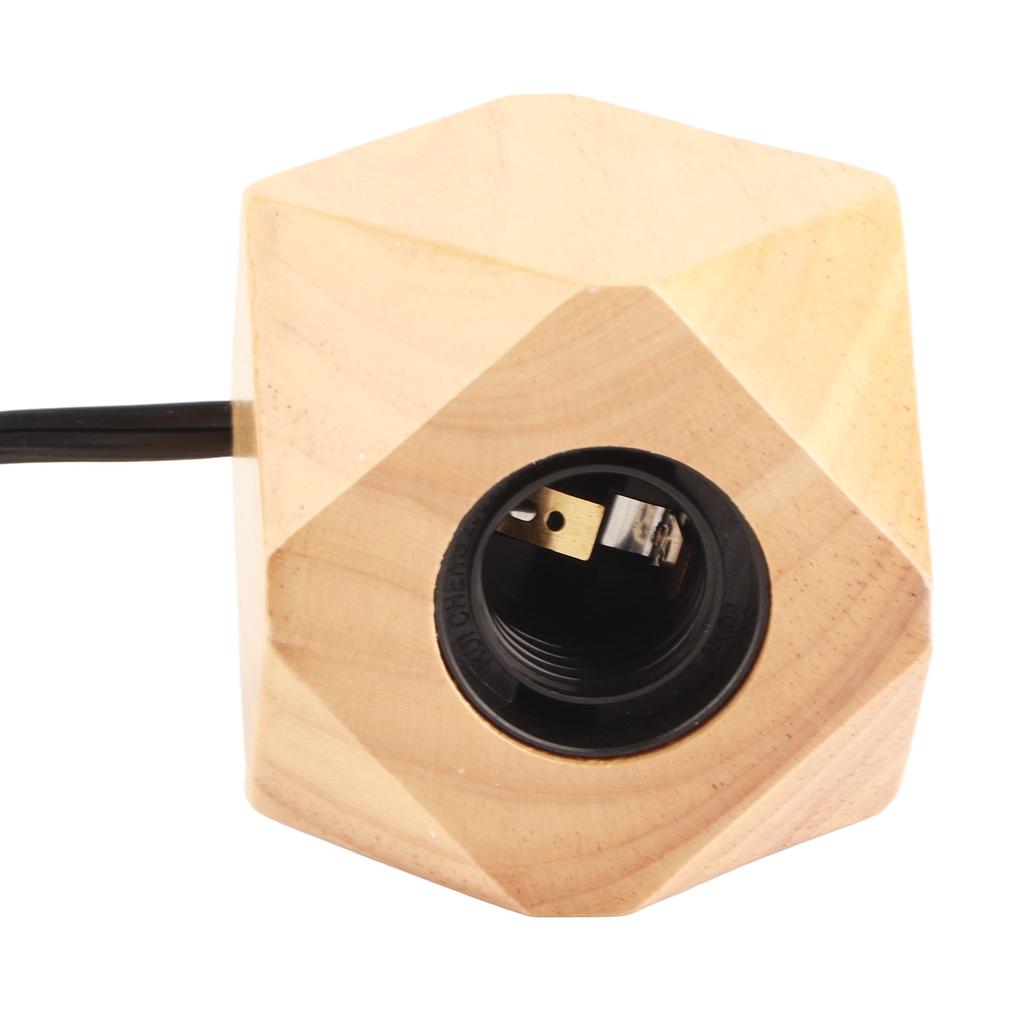 Wooden Diamond Lamp Base E26 Socket Modern Small Wood Table Lamp Base for Home Decor