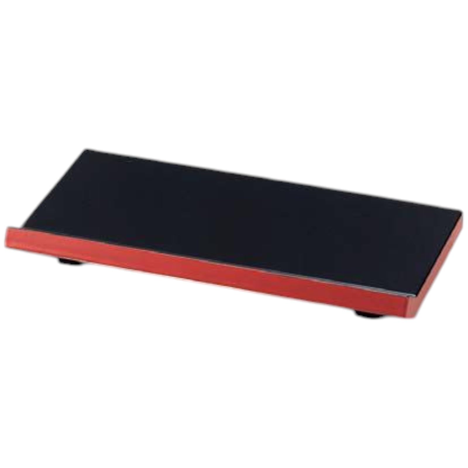 

Premium Nigiri Sushi Plate DX Serving Stand Black Rimmed with Red Made in Japan J-kitchens (A) 8-inch (Small) Edge, Shatter-Resistant,