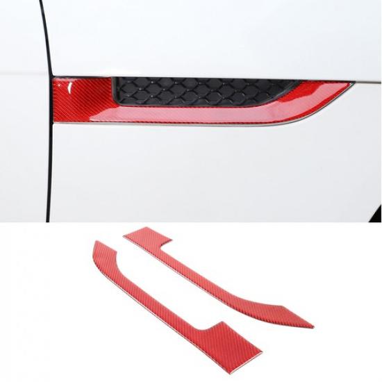Red Carbon Fiber Side Fender Vent Frame Stiker For Jaguar F-TYPE 2013-