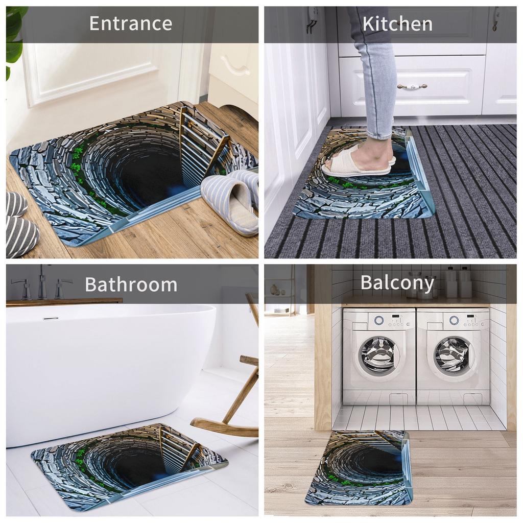 3D Trap Rock Deep Pit Pattern Doormat Mat Anti-Slip Bath Kitchen Toilet Rug Carpet 40*60cm
