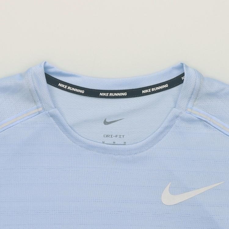 Nike Miler Logo Print Pullover Quick-Dry Running Reflective Breathable Crew Neck Short Sleeve T-Shirt Men T-Shirts Cobalt-Blue AJ7566-479