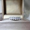 European & American White Gold Moissanite Oval Pave Stacking Ring for Women