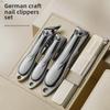Portable Nail Clipper & Scissors Set with Rotating Leather Case - Large Anti-Splash Design