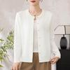 Spring Knit Top for Middle-Aged & Elderly Women - Round Neck Cardigan Sweater