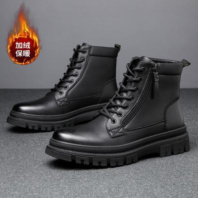 New Martin Boots Men's High-end Men's Boots Autumn and Winter Velvet Warm Thick-soled Knight Boots Fashion Trend Versatile