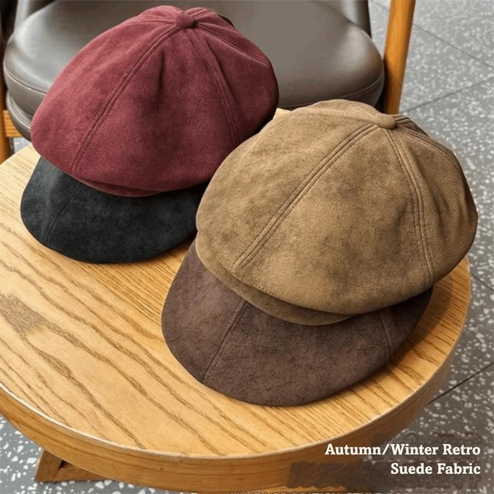 Trendy Retro Forward Hat Adjustable Classic British Hat Imitation Suede Beret Unisex