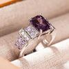 European and American New Square Micro Inlaid Ring, Women's Palace Style High-end Four Claw Inlaid Quadrilateral Zircon
