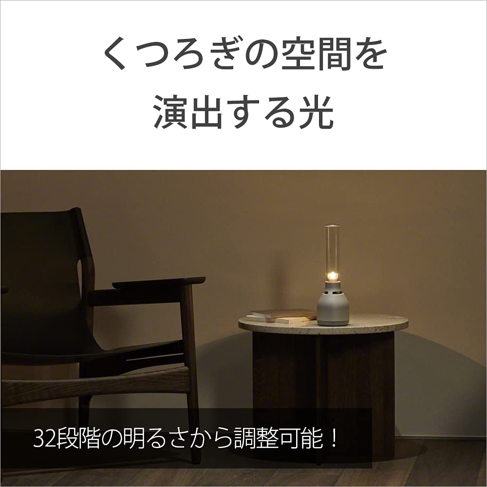 Sony Glass Sound Speaker Bluetooth Brightness Adjustable LED Light with Candle Mode Music Vocal Clarity and Low with and Playback Possible by