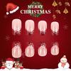 Christmas Themed Press on Nail Snowflake Nail Set Quick Application Manicure Nail Decoration for Parties 24 Pieces