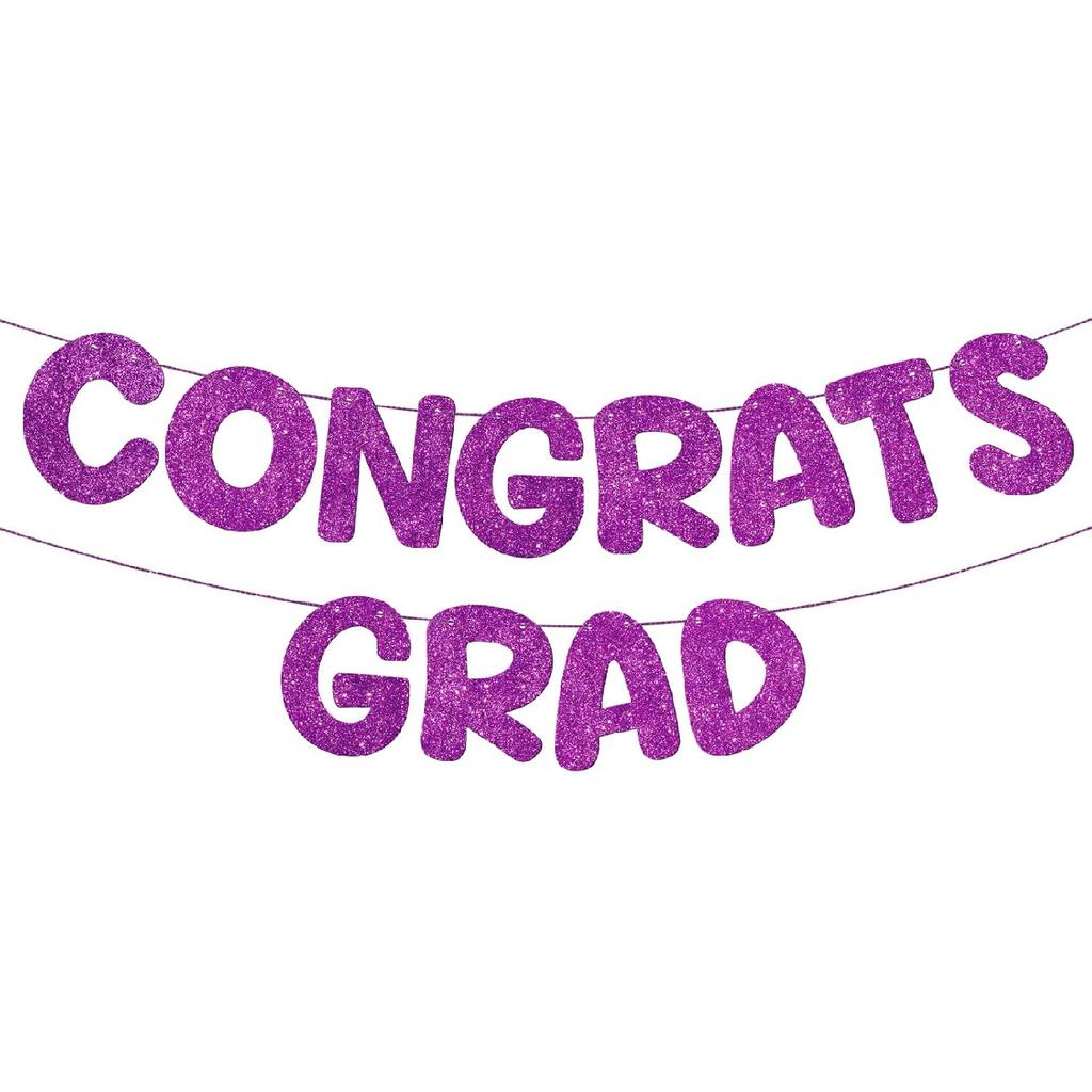 Fulmoon Pre Strung Congrats Grad Banner Glitter Congratulations Banner College Graduation Sign Class of 2026 Grad Party Decorations for High School