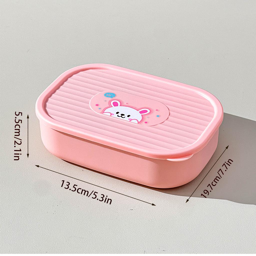 3-Compartment Cute Plastic Lunch Box Portable Detachable Fruit Salad Food Container Divided Bento Box Microwave Safe