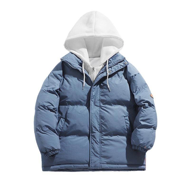 Fake two-piece cotton-padded jacket for men, hooded down-padded jacket, trendy brand thickened large size cotton-padded jacket, Hong Kong style