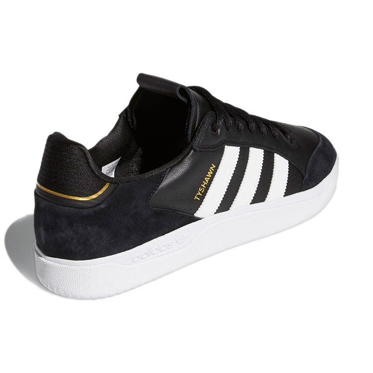 Adidas Tyshawn Low Black Gold Metallic Leather Unisex Sneakers Core-Black Cloud-White GW4891