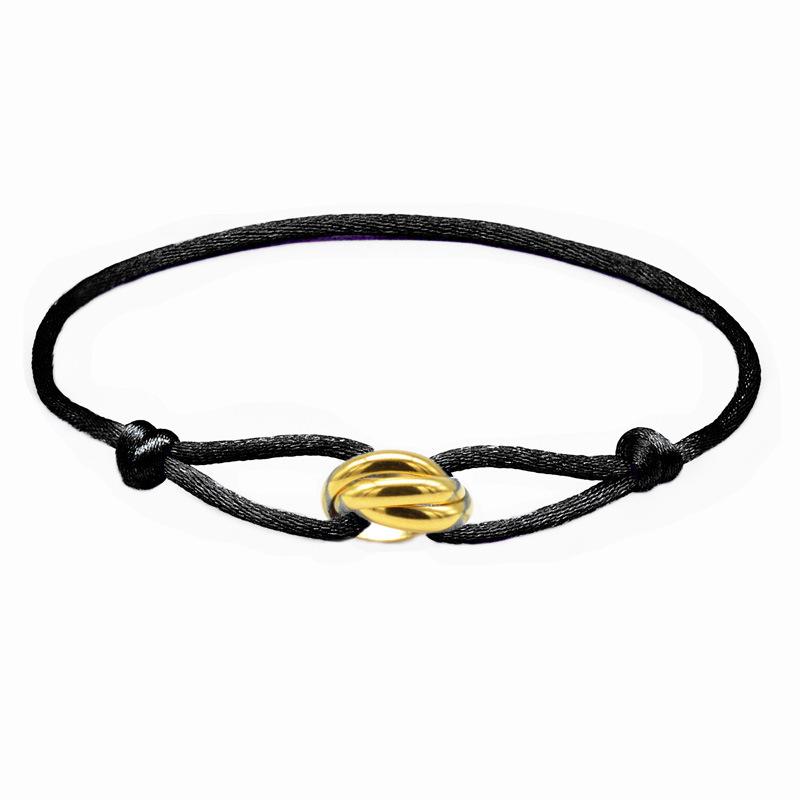 Dámský náramek Sailing Rope Tricolor In Black Cord náramek s kroužkem z nerezové oceli Vodotěsné šperky Boho pro ženy Nastavitelná délka s
