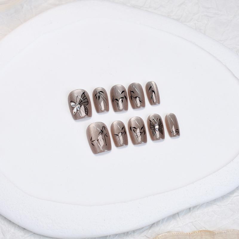 

30 шт. Накладні нігті в китайському стилі «Метелик» «Котяче око», носні, XS/S/M, штучні нігті, прес-он нігті, тіпси, нейл-арт, нігті для салону one size