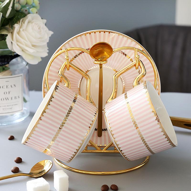 Ceramic Cup Coffee Cup Set British Style Afternoon Tea Tea Set Creative Cup Household With Saucer Spoon Holder