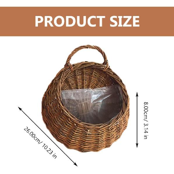 DOITOOL Woven Hanging Basket Rattan Flower Basket Hanging Planters: 2PCS Rustic Flower Pot Wall Hanging Plant Containers Woven Storage Baskets Flower