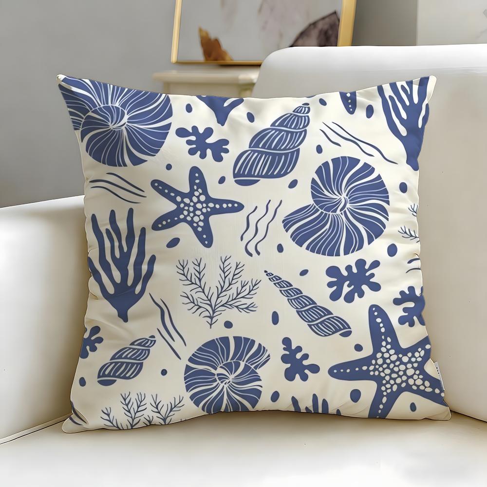 Classic Theme Marine Animals Cushion Cover Soft  EasyWash Pillow Case  Versatile for Couch Bed Travel and Office
