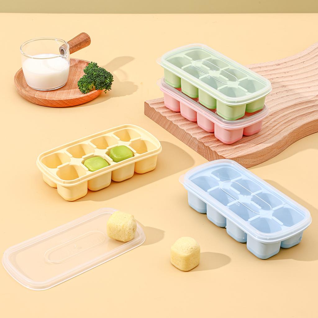 Mini Silicone Ice Cube Tray With Lid Reusable 8 Grids Ice Mold Kitchen Bar Tools Square Ice Cube Mould For Whisky Cold Drink