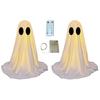 LED svítící figurka ducha Halloween Vnitřní dekorace ducha z bílé látky s dálkovým ovládáním pro domov, kuchyň, krbovou římsu, stůl, stolní desku, party dekorace