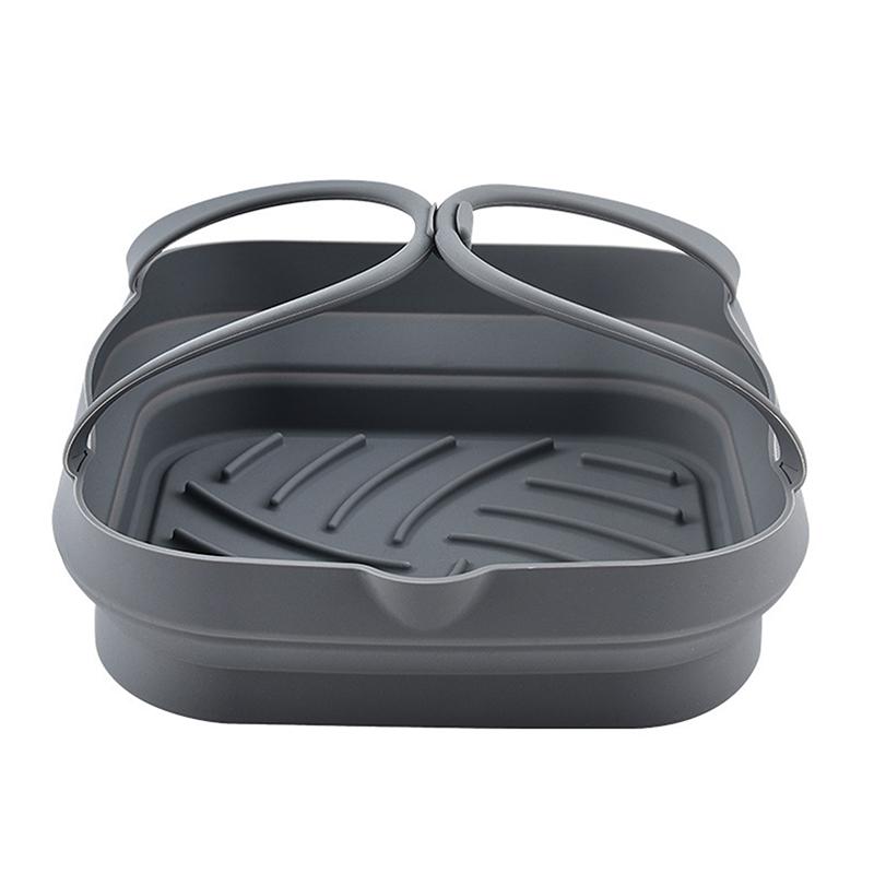 

20 см Силиконовая корзина для аэрофритюрницы Поддон Кастрюля с ручкой 8 дюймов Квадратная форма для выпечки аэрофритюрницы Вкладыш Складные кухонные аксессуары для приготовления пищи